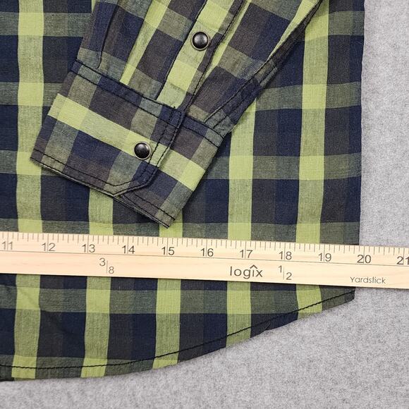Realtree Men's Long Sleeve Shirt Snap Up Blue Green Plaid Small Hunting Outdoors - Picture 9 of 12